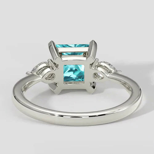 Three-Stone Cushion Paraiba Engagement Ring