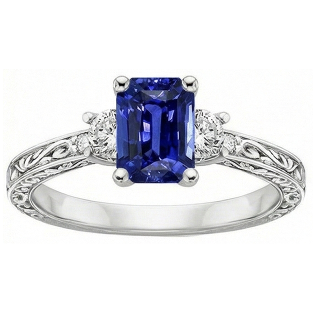 natural emerald sapphire 4.50ct ring top view