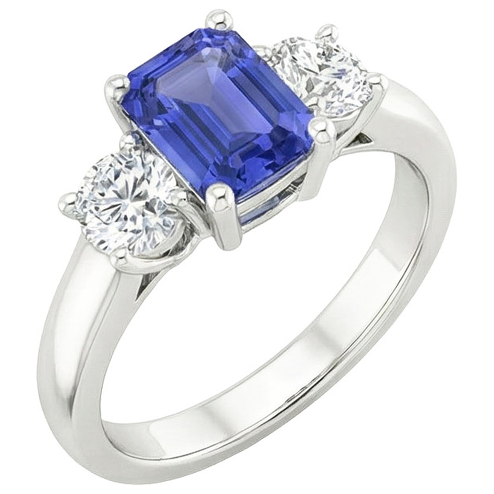 natural emerald sapphire 3.50ct ring side angle