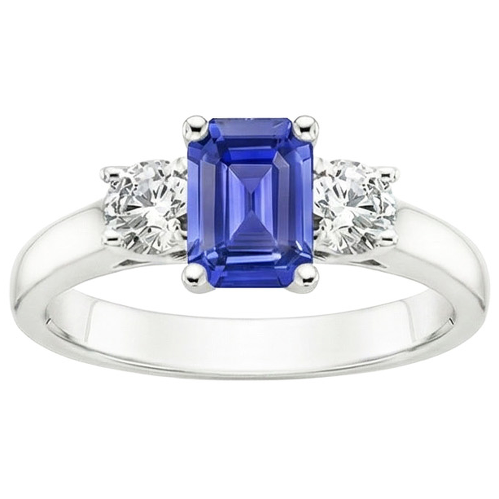 natural emerald sapphire 3.50ct ring top view