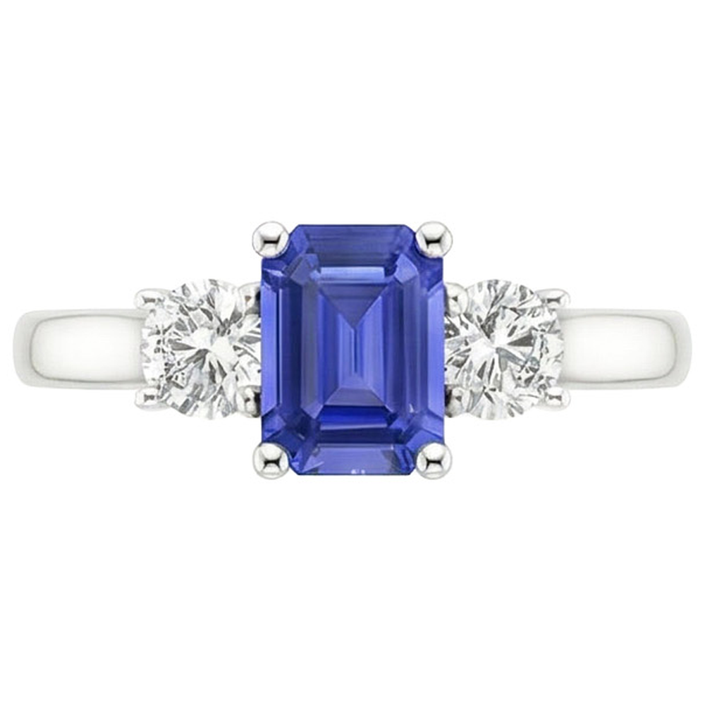 natural emerald sapphire 3.50ct ring profile view
