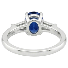 Three Stones Ring Oval Ceylon Sapphire & Baguette Natural Earth Mined DIAMOND ( NOT LAB GROWN )s 3 Carats