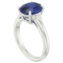 Three Stones Ring Oval Sri Lankan Sapphire 2.75 Carats Split Shank