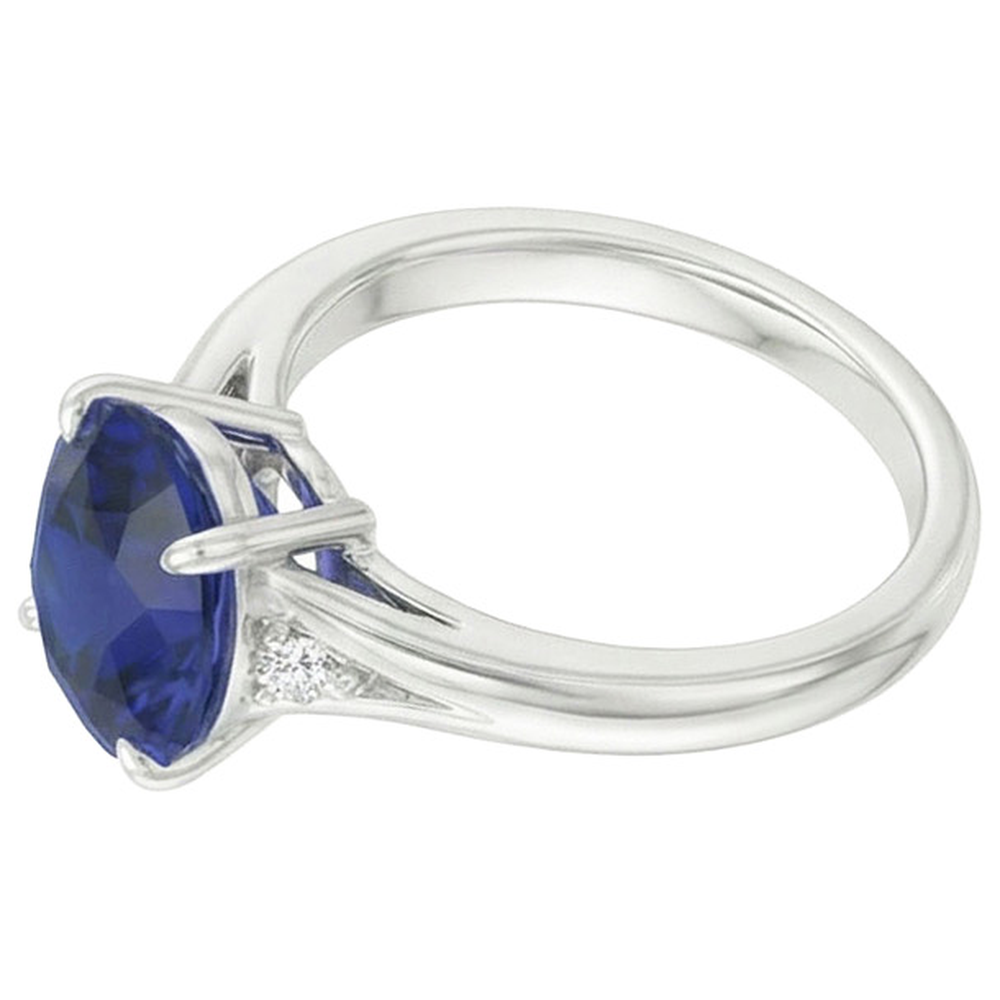 Three Stones Ring Oval Sri Lankan Sapphire 2.75 Carats Split Shank