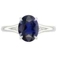 Three Stones Ring Oval Sri Lankan Sapphire 2.75 Carats Split Shank