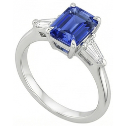 Natural Sapphire Ring 3.50ct - White Gold 14K