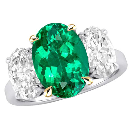 Emerald Colored Stone Ring 4-ct Two-Tone 14K Gold – main view