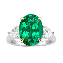 Colombian Emerald Precious Stone Ring 4-ct Two-Tone 14K Gold – main view
