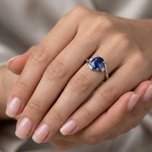 Three Stone Sri Lanka Sapphire With Natural Earth Mined DIAMOND ( NOT LAB GROWN )s Ring 1.70 Ct Gold 14K