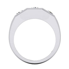 Three Stone Men's Ring Lab Grown Round Diamonds 14K Gold