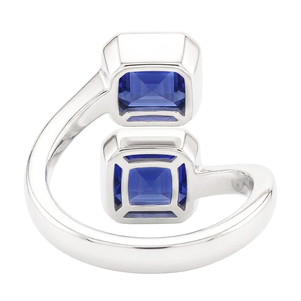 Toi Et Moi Emerald Sapphire Ring 2 Stone Bezel Set 3 Carats Filigree