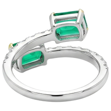 Real Fine Emerald Gemstone Ring 2 ct 14 Karat Two Tone Gold – back view