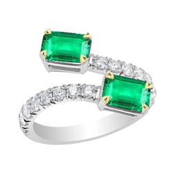 Real Fine Emerald Gemstone Ring – 14 Karat Two Tone Gold 2 ct