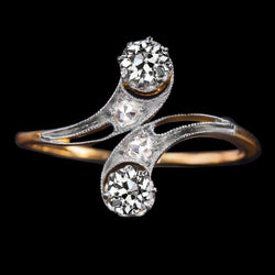 Toi Et Moi Old Miner Genuine Natural Earth Mined Diamond Vintage Style Wedding Ring 2.50 Carats