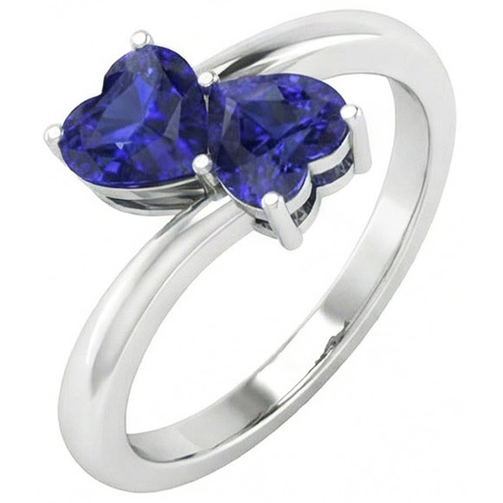 natural heart sapphire 1.50ct ring top view