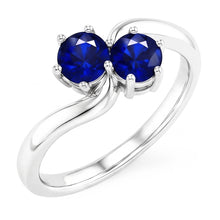 Toi et Moi Anniversary Ring Round Ceylon Sapphire 4 Carats Prong Set