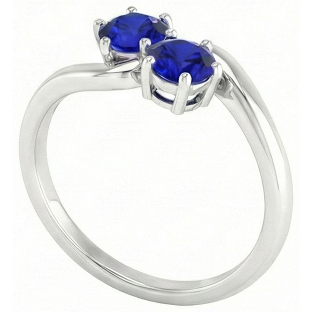 Toi et Moi Anniversary Ring Round Ceylon Sapphire 4 Carats Prong Set