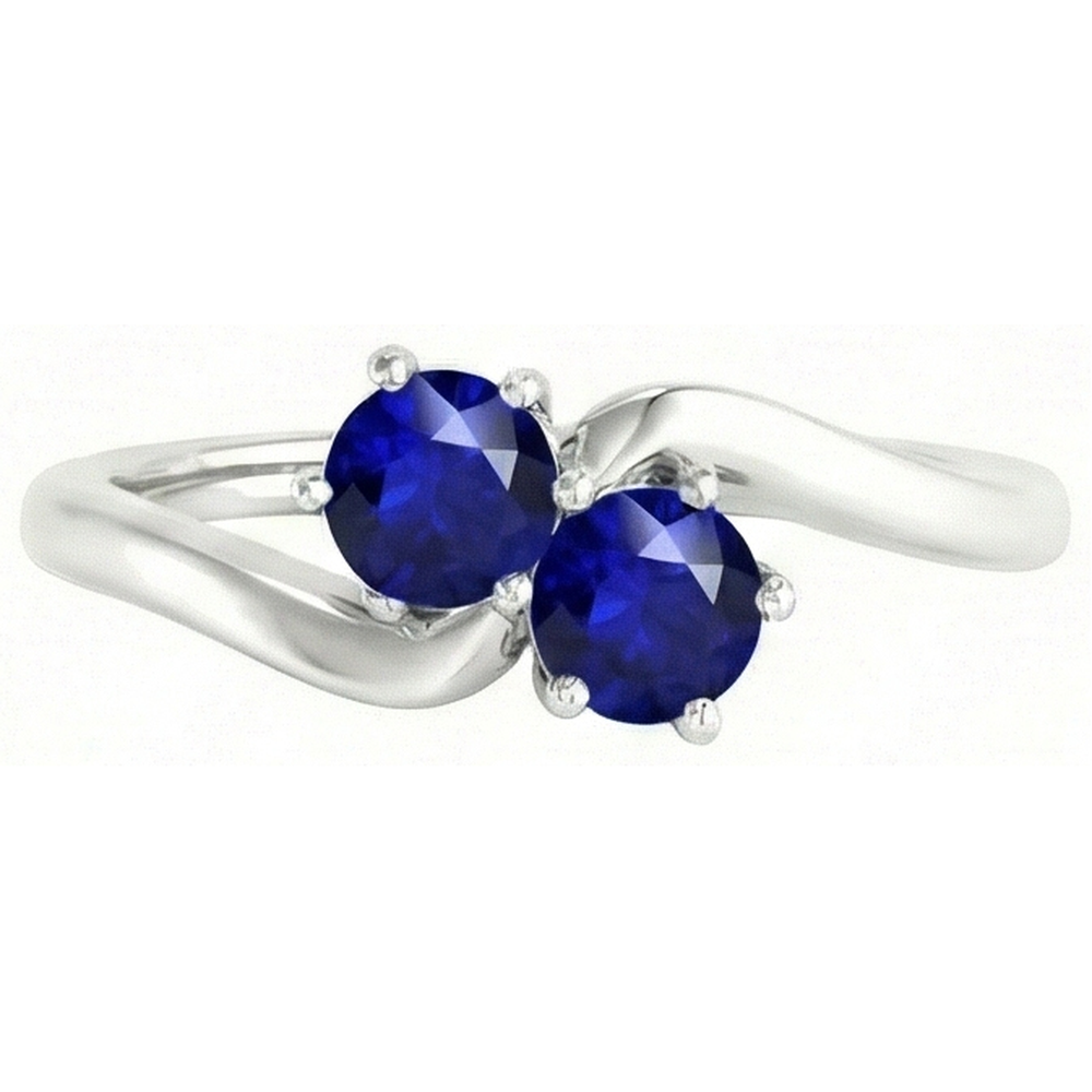 Toi et Moi Anniversary Ring Round Ceylon Sapphire 4 Carats Prong Set