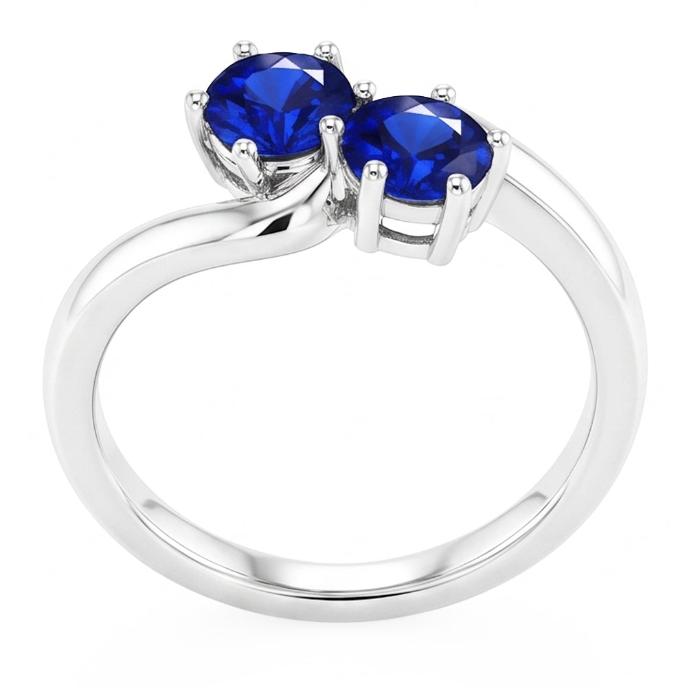 Toi et Moi Anniversary Ring Round Ceylon Sapphire 4 Carats Prong Set