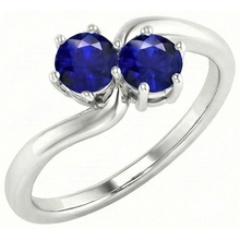 Toi et Moi Anniversary Ring Round Ceylon Sapphire 4 Carats Prong Set