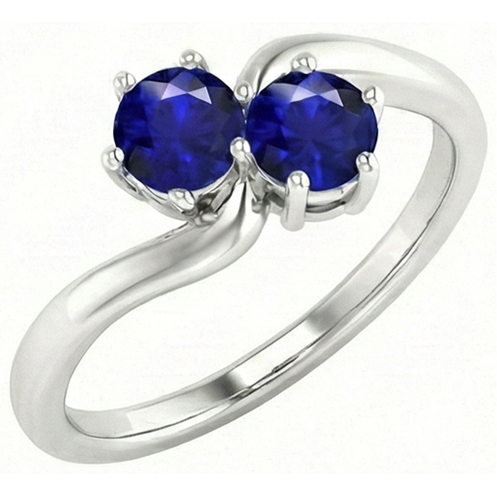 Toi et Moi Anniversary Ring Round Ceylon Sapphire 4 Carats Prong Set
