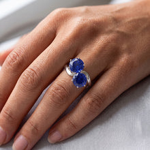 Toi et Moi Anniversary Ring Round Ceylon Sapphire 4 Carats Prong Set