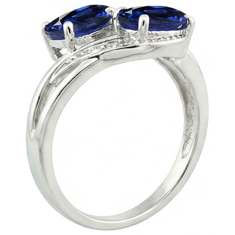 Toi et Moi Antique Style Oval Sri Lankan Sapphire Natural Earth Mined DIAMOND ( NOT LAB GROWN ) Ring 4.50 Ct