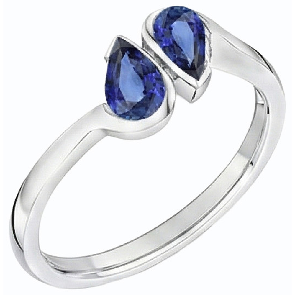 Toi et Moi Blue Sapphire Anniversary Ring 2 Stone Jewellery 2 Carats