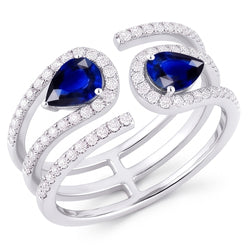 Toi et Moi Gold Women's Pear Blue Sapphire Natural Earth Mined Diamond Ring 3.50 Carats