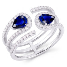 Toi et Moi Gold Women's Pear Blue Sapphire Natural Earth Mined Diamond Ring 3.50 Carats