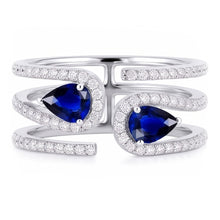 Toi et Moi Gold Women's Pear Blue Sapphire Natural Earth Mined Diamond Ring 3.50 Carats
