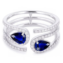 Toi et Moi Gold Women's Pear Blue Sapphire Natural Earth Mined Diamond Ring 3.50 Carats
