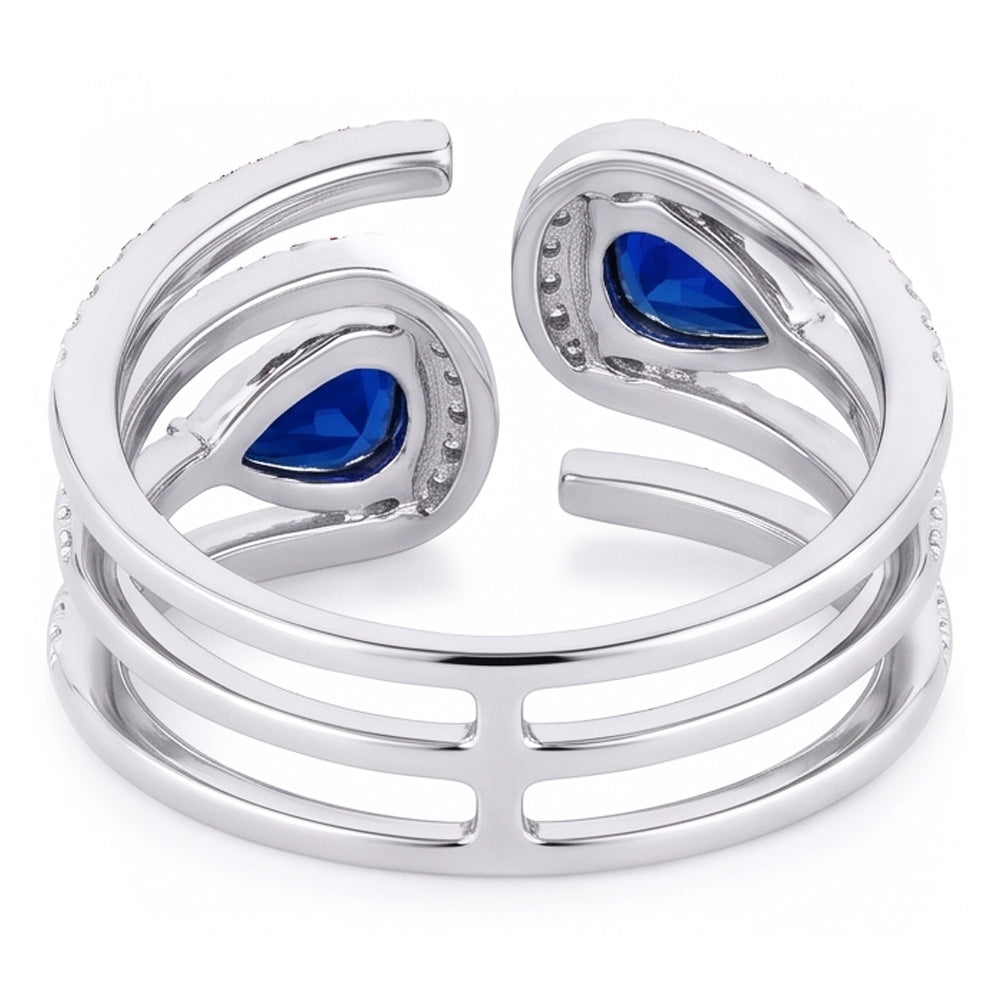 Toi et Moi Gold Women's Pear Blue Sapphire Natural Earth Mined Diamond Ring 3.50 Carats