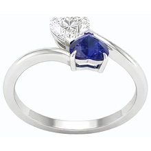 Toi et Moi Heart Blue Sapphire & Natural Earth Mined Diamond Ring 3 Carats 2 Stone Jewellery