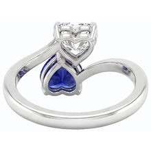 Toi et Moi Heart Blue Sapphire & Natural Earth Mined Diamond Ring 3 Carats 2 Stone Jewellery