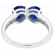 Toi et Moi Heart Ceylon Sapphire Natural Earth Mined Diamond Ring Filigree 2.25 Carats