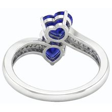 Toi et Moi Heart Gemstone Blue Sapphire Natural Earth Mined Diamond Ring 3.50 Carats