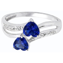 Toi et Moi Heart Gemstone Ceylon Sapphire Natural Earth Mined Diamond Ring 3.50 Carats
