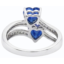 Toi et Moi Heart Gemstone Ceylon Sapphire Natural Earth Mined Diamond Ring 3.50 Carats