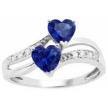 Toi et Moi Heart Gemstone Ceylon Sapphire Natural Earth Mined Diamond Ring 3.50 Carats