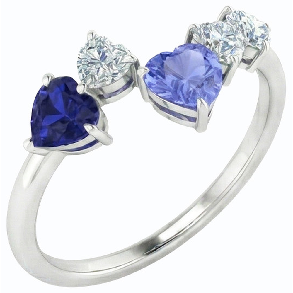 Toi et Moi Heart Natural Earth Mined Diamond & Sapphire Ring 3.50 Carats Women Jewellery