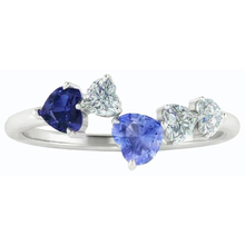 Toi et Moi Heart Natural Earth Mined Diamond & Sapphire Ring 3.50 Carats Women Jewellery