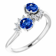 Toi et Moi Natural Earth Mined DIAMOND ( NOT LAB GROWN ) Ring 1.18 Carats Ceylon Sapphire Women Jewellery 14K