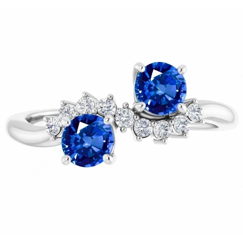 Toi et Moi Natural Earth Mined DIAMOND ( NOT LAB GROWN ) Ring 1.18 Carats Ceylon Sapphire Women Jewellery 14K