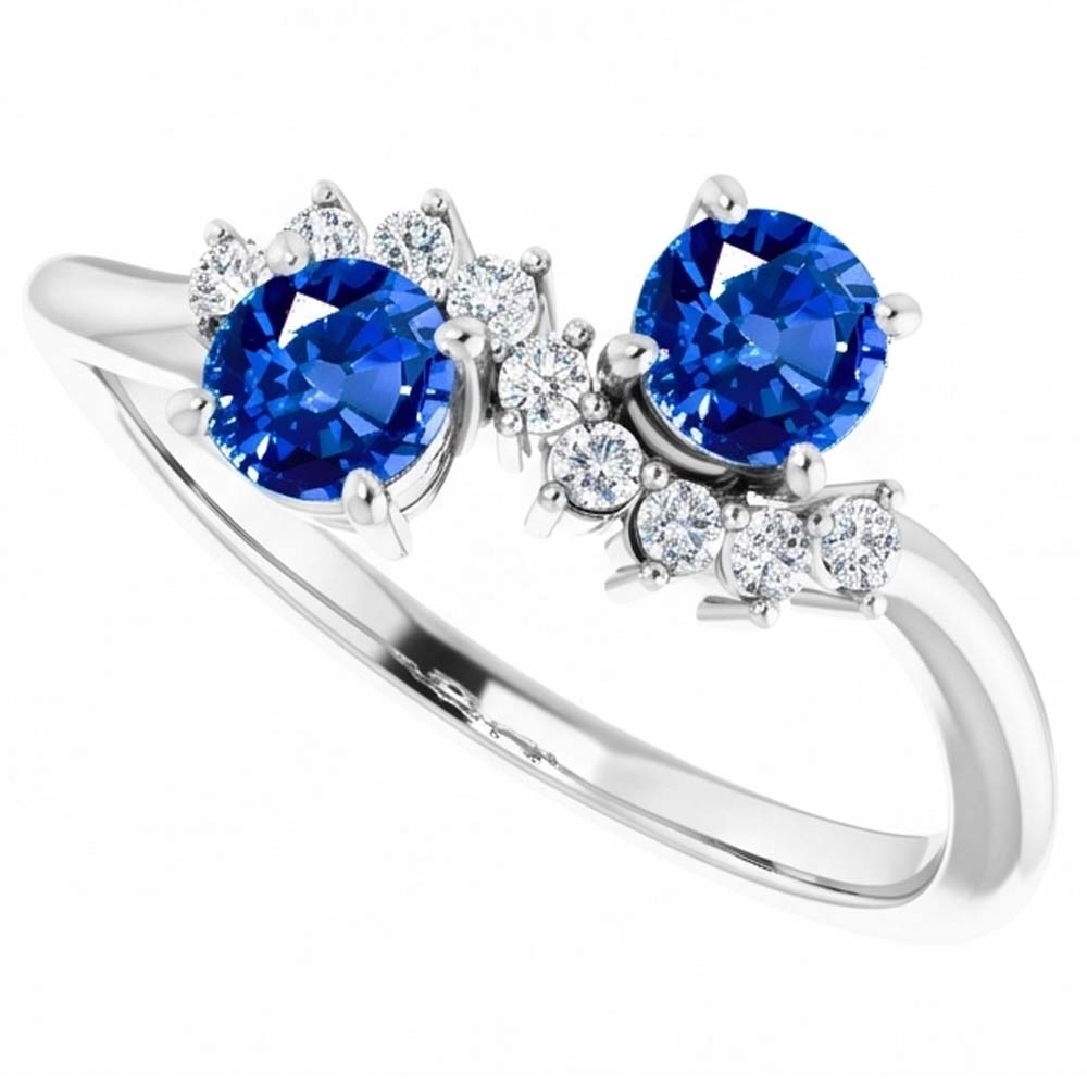 Toi et Moi Natural Earth Mined DIAMOND ( NOT LAB GROWN ) Ring 1.18 Carats Ceylon Sapphire Women Jewellery 14K