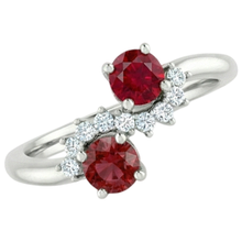 Toi et Moi Natural Earth Mined DIAMOND ( NOT LAB GROWN ) Ruby Ring 1.18 Carats Women White Gold 14K Jewellery