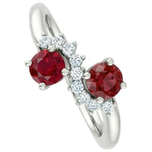 Toi et Moi Natural Earth Mined DIAMOND ( NOT LAB GROWN ) Ruby Ring 1.18 Carats Women White Gold 14K Jewellery