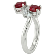 Toi et Moi Natural Earth Mined DIAMOND ( NOT LAB GROWN ) Ruby Ring 1.18 Carats Women White Gold 14K Jewellery
