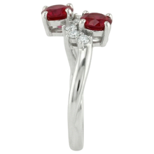 Toi et Moi Natural Earth Mined DIAMOND ( NOT LAB GROWN ) Ruby Ring 1.18 Carats Women White Gold 14K Jewellery