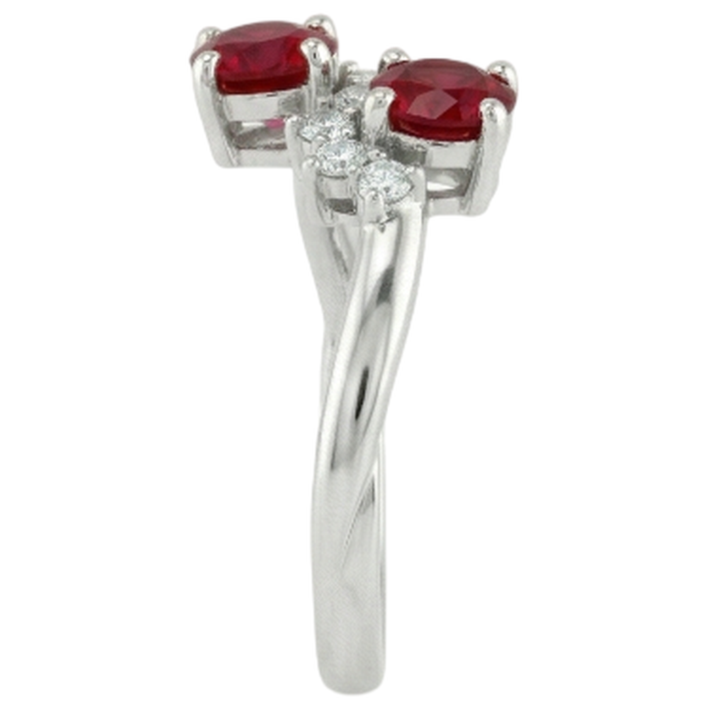 Toi et Moi Natural Earth Mined DIAMOND ( NOT LAB GROWN ) Ruby Ring 1.18 Carats Women White Gold 14K Jewellery